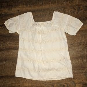 J Crew White/Cream Voile Eyelet Blouse